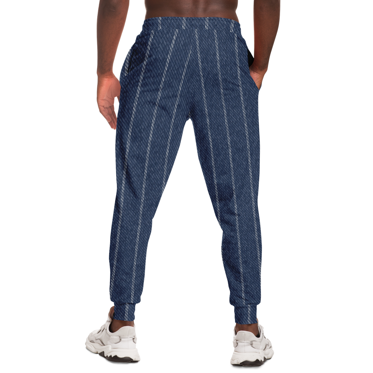 Denim Joggers | Indigo Blue | Pinstriped Fabric Texture