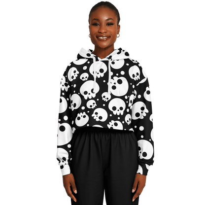 Skulls Cropped Hoodie For Women | Black & White