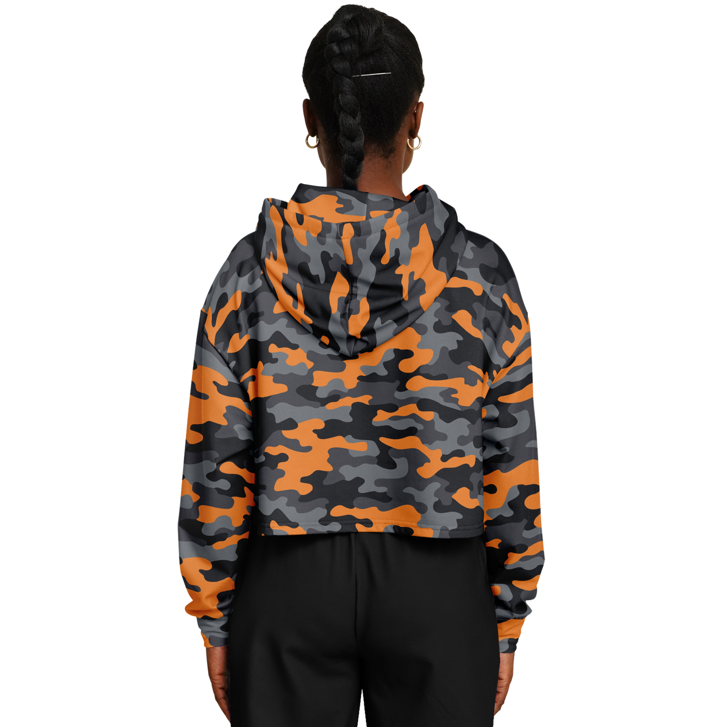 Cropped Hoodie | Military Orange, Gray & Black