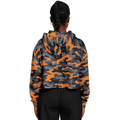 Cropped Hoodie | Military Orange, Gray & Black