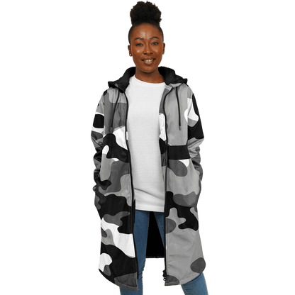 Gray Black & White Camo Cloak With a Zipper