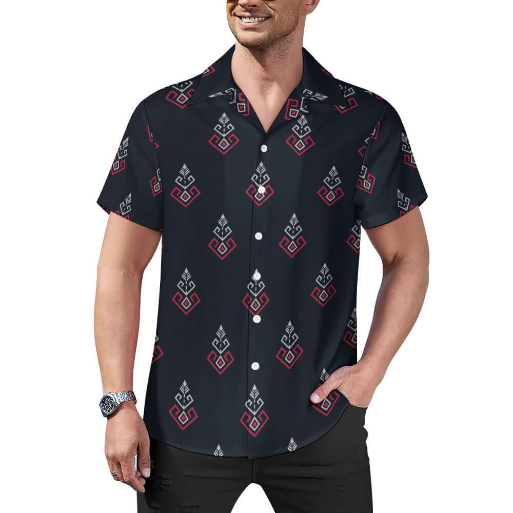 Ethnic Gray Pattern | Cuban Collar Shirt