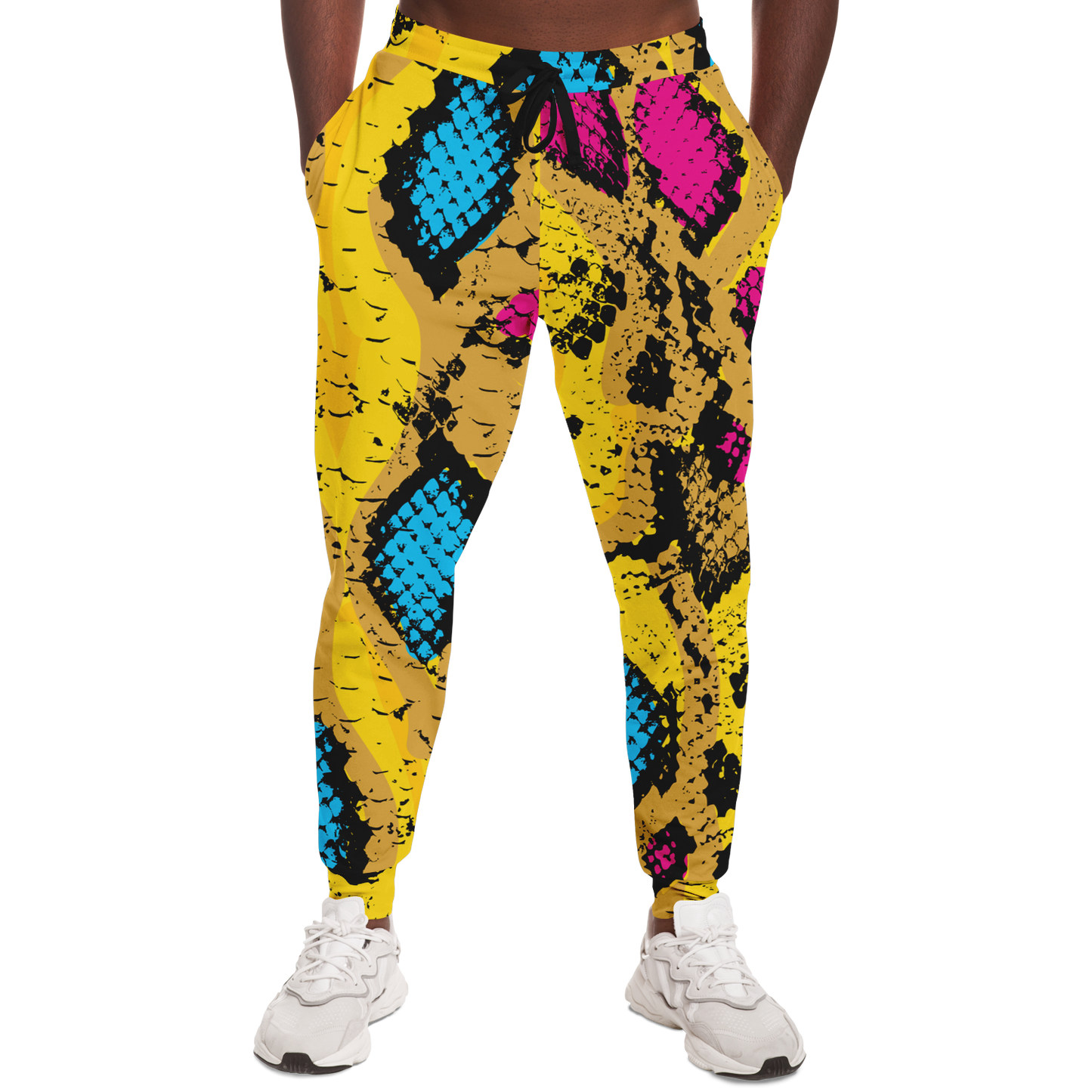 Pink & Yellow Snake Track Pants For Men | HD Print