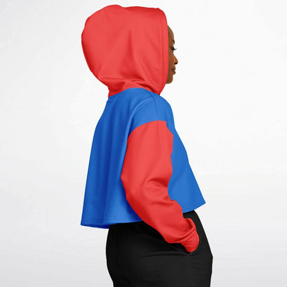 Red & Blue Pop Art Cropped Hoodie