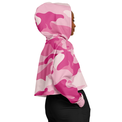 Lavender Pink Camo Cropped Hoodie For Women