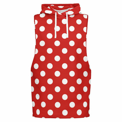 White Dots On A Red Sleeveless Hoodie