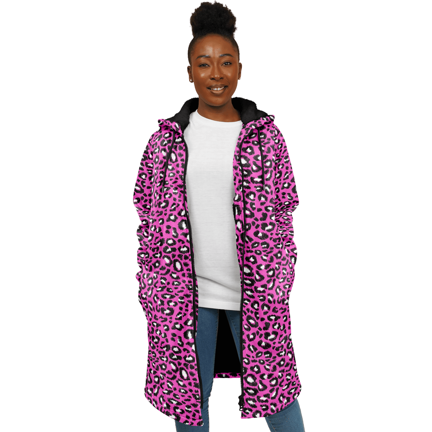 Pink Leopard Cloak With a Zipper