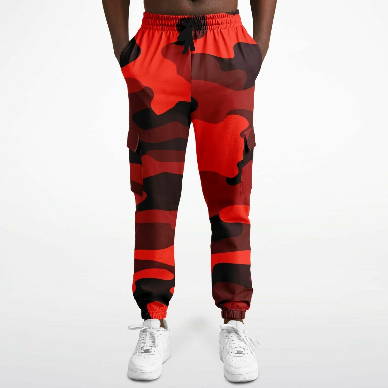 Scarlet Red & Black Camouflage Cargo Sweatpants