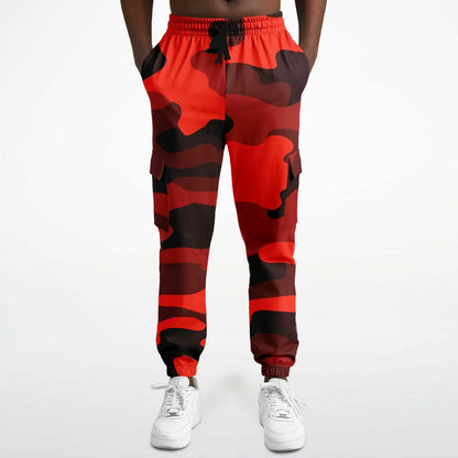 Scarlet Red & Black Camouflage Cargo Sweatpants