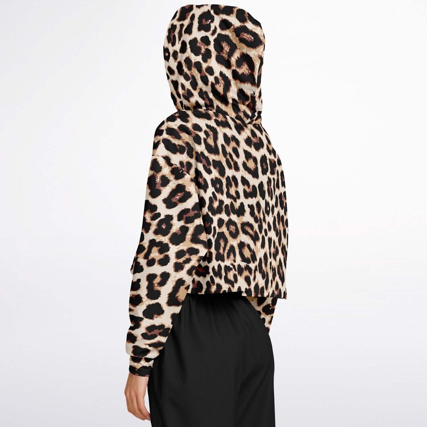 Leopard Cropped Hoodie | Black & Cream Pattern