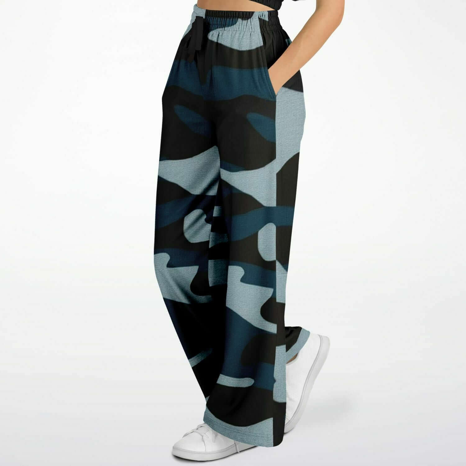 Women's Wide Leg Pants | Commando Blue HD Print