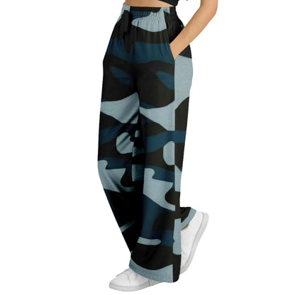 Women's Wide Leg Pants | Commando Blue HD Print