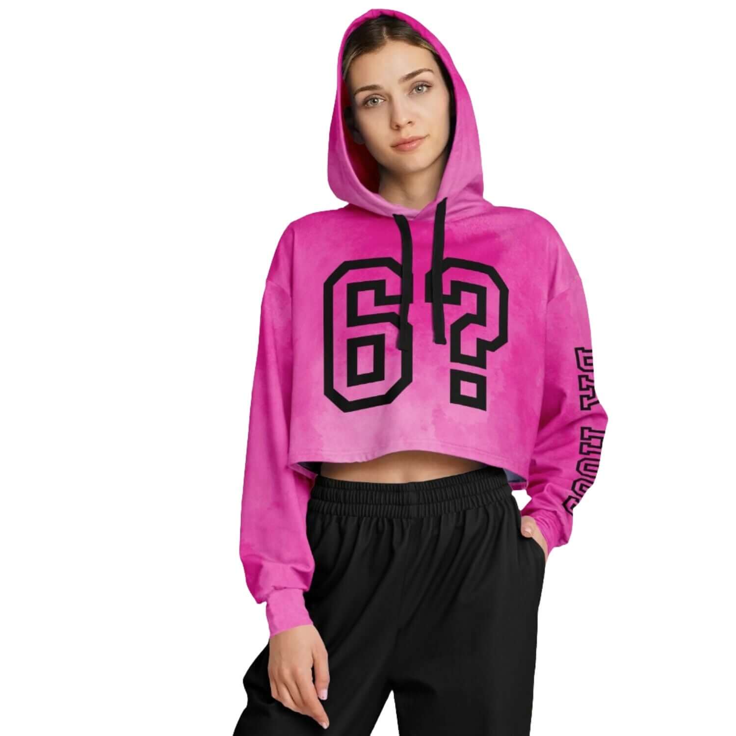 Pink Cropped Hoodie | 6? Da Hood