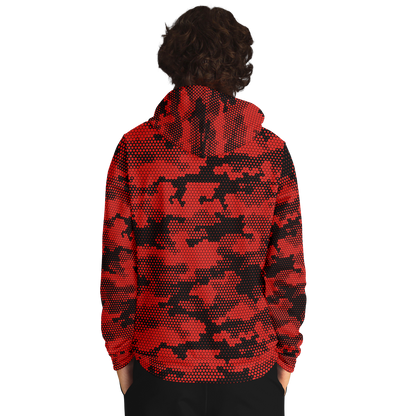 Pixel Camo Hoodie | Red Digital Camouflage Pattern