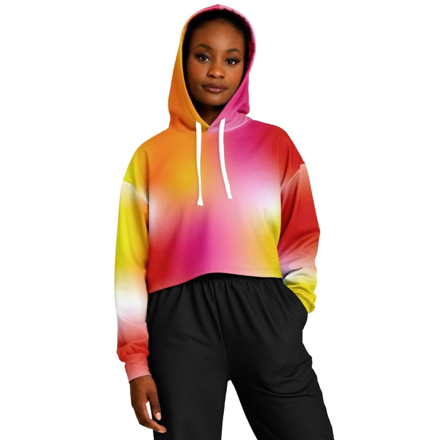 Orange Yellow Gradient Cropped Hoodie