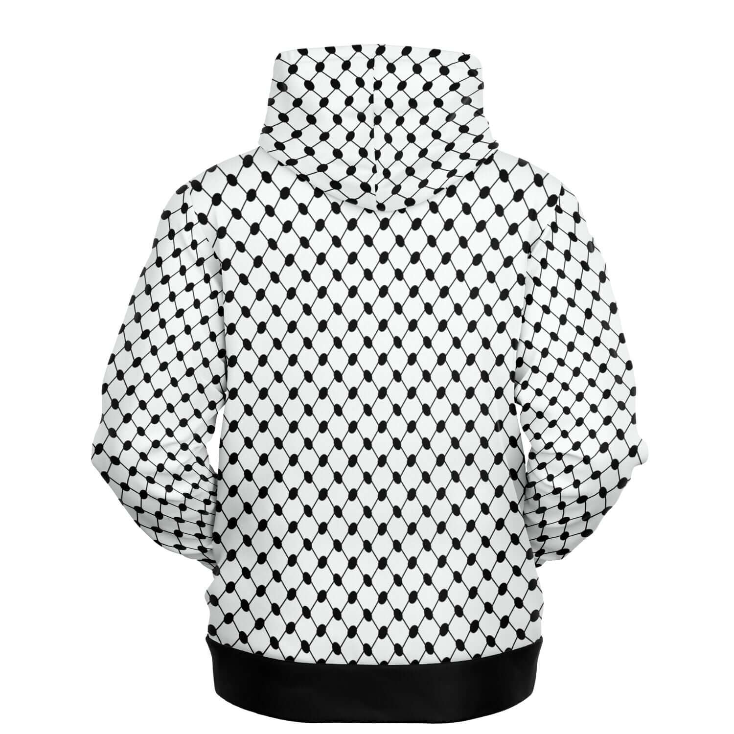 Keffiyeh Hoodie | Unisex | Black & White Small Knots