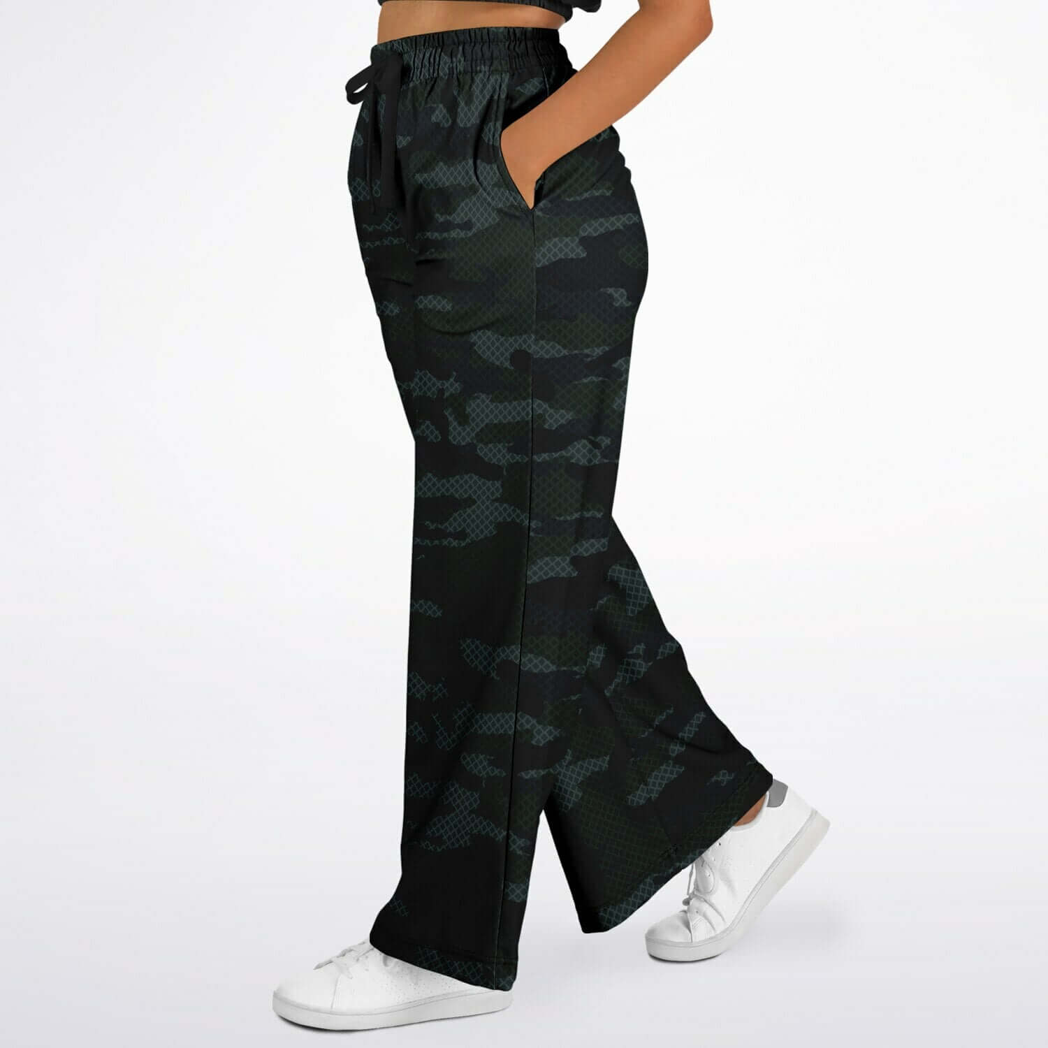 Women's Wide Leg Pants | Military Dark Green Camo