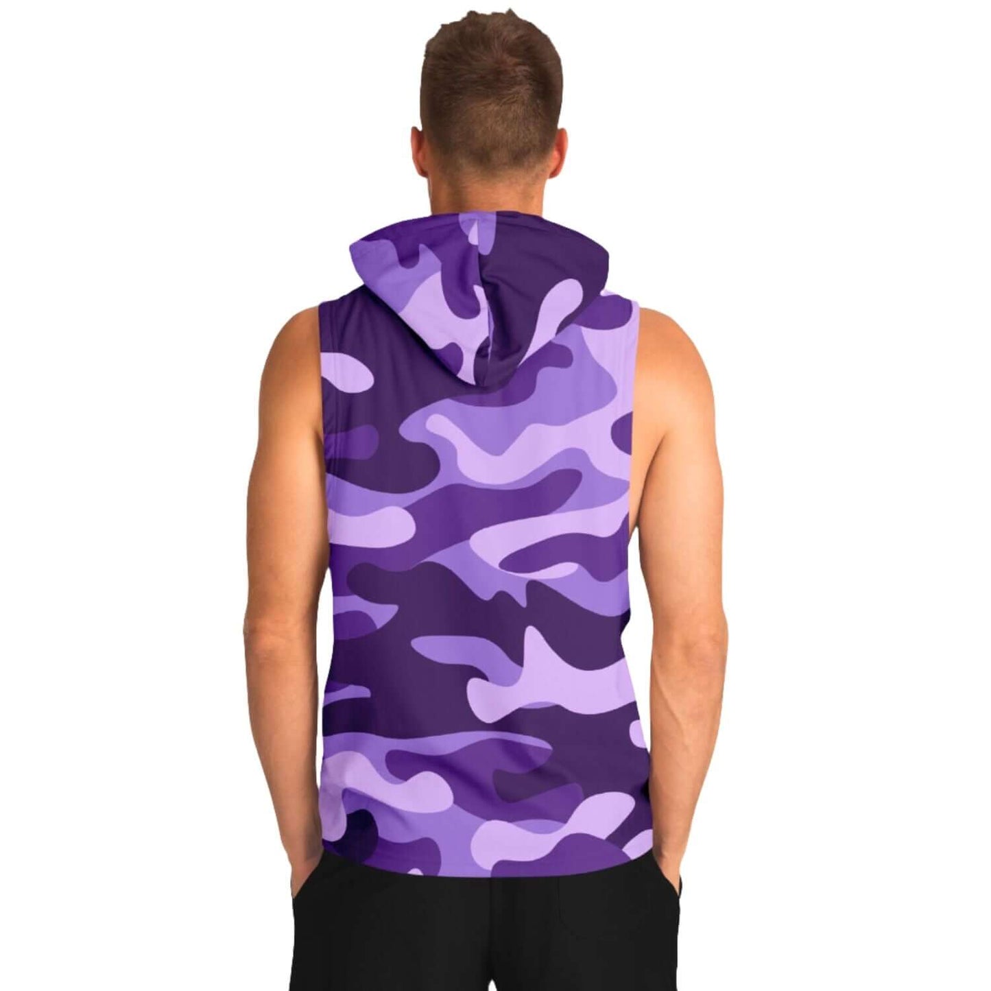 Purple Camo Sleeveless Hoodie For Men