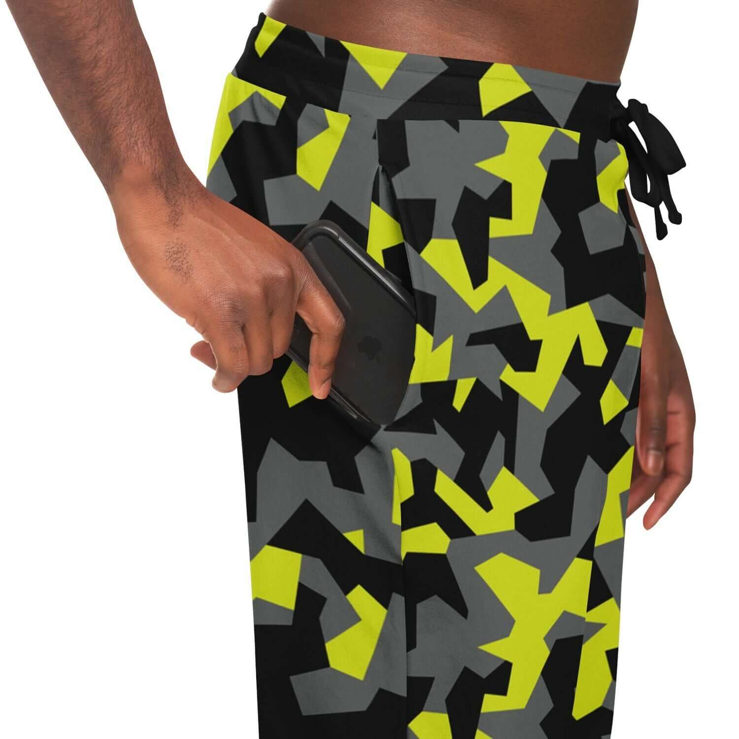 Camo Track Pants | Geometric Black & Yellow