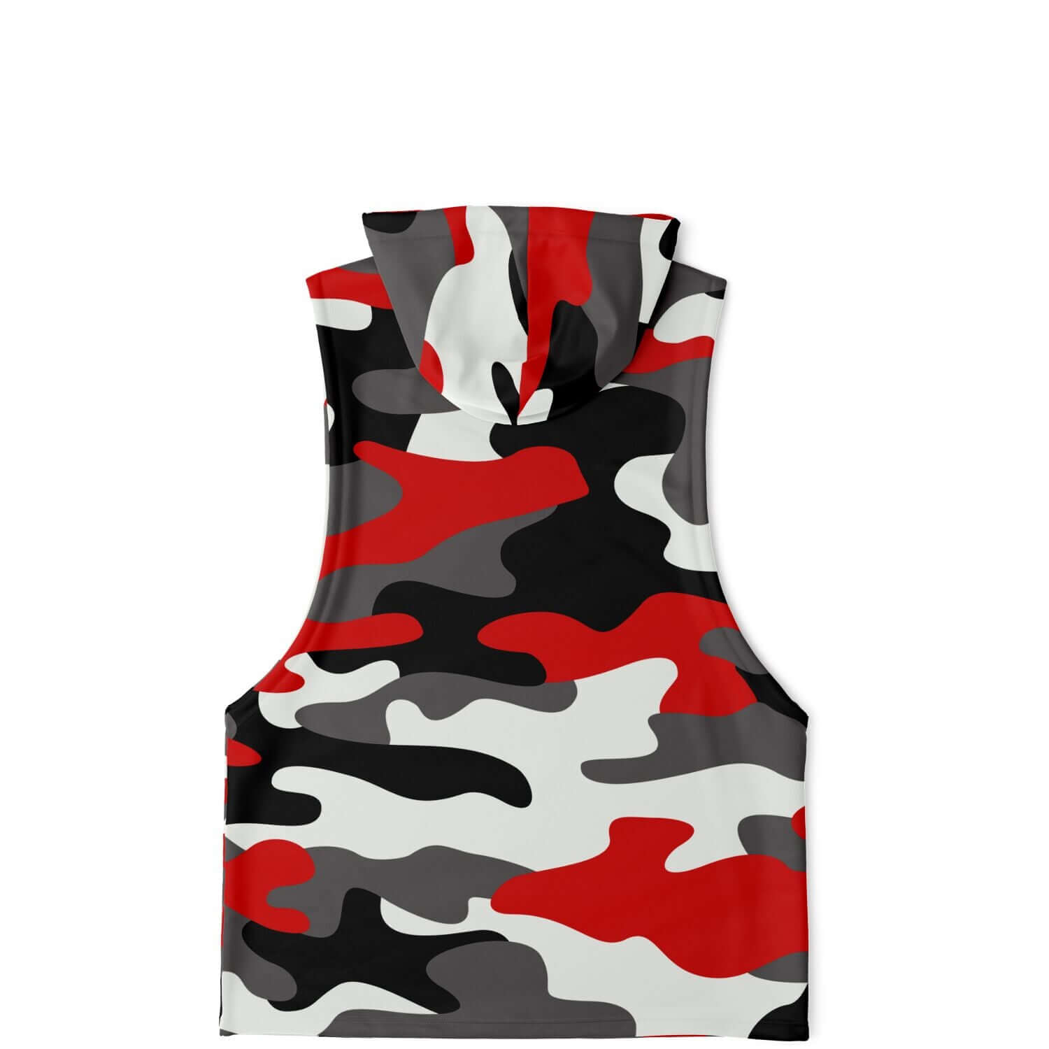 Red Black & White Camo Sleeveless Hoodie