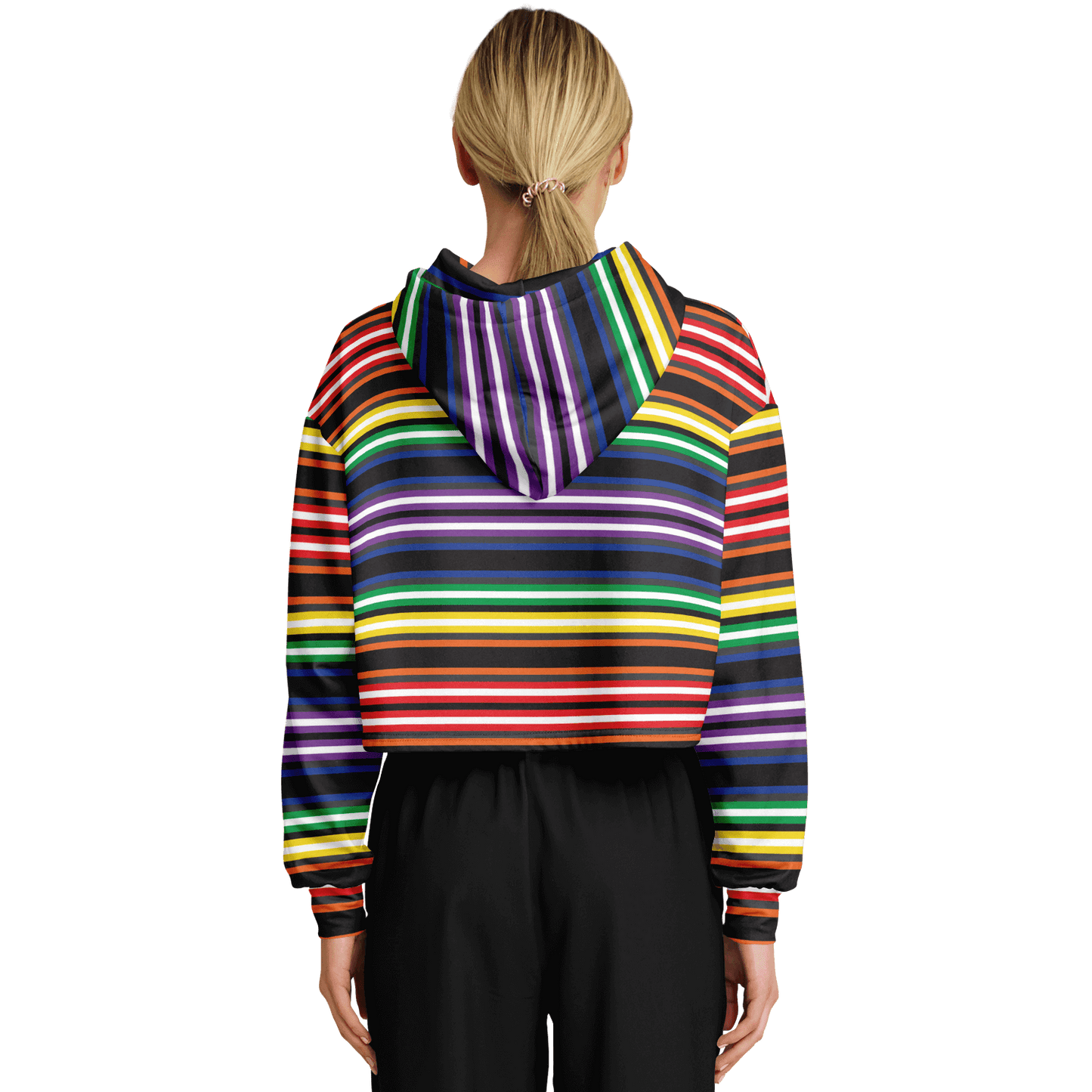 Cropped Hoodie | Rainbow Horizontal Stripes