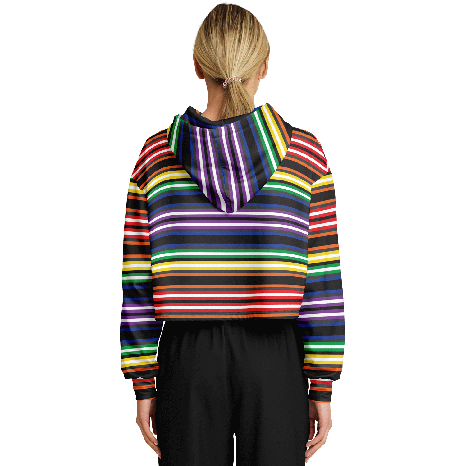 Cropped Hoodie | Rainbow Horizontal Stripes