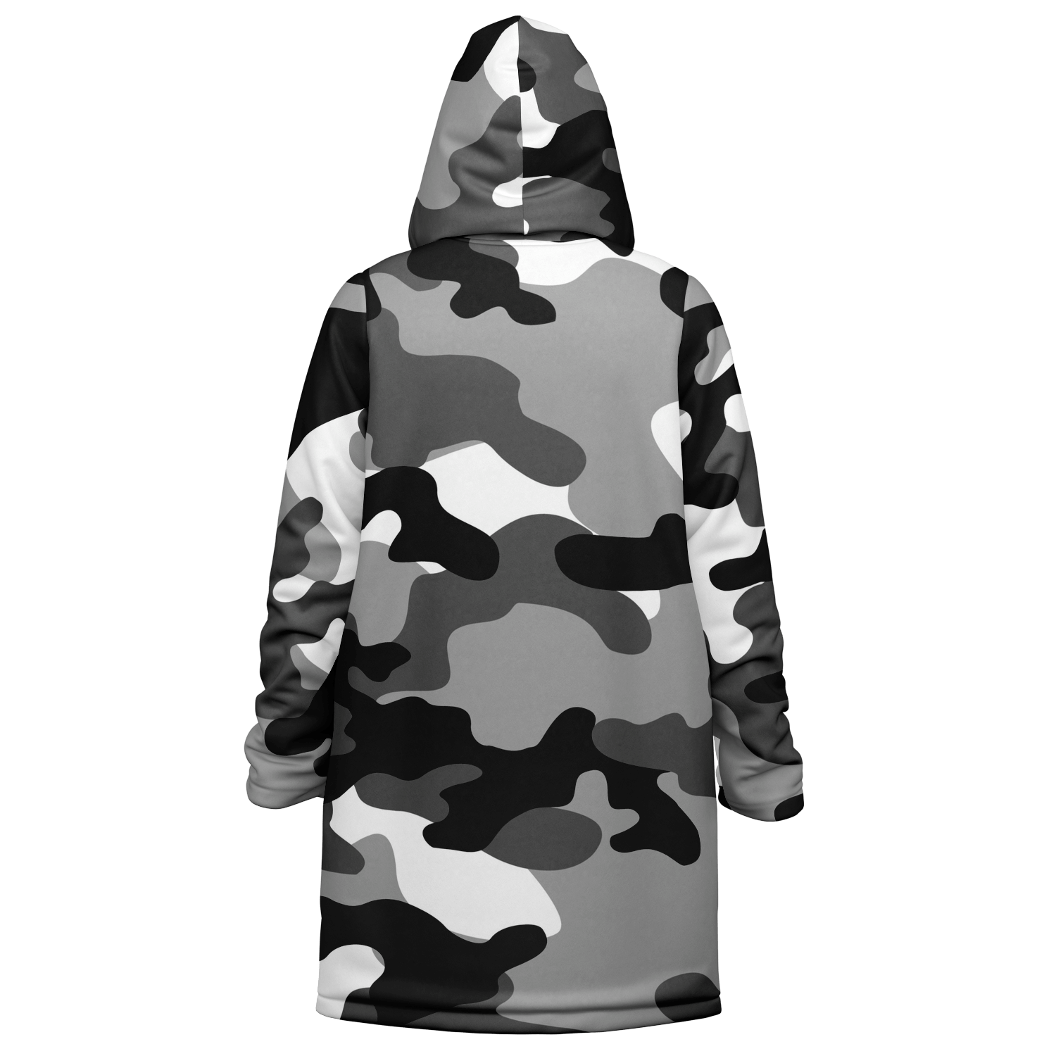 Gray Black & White Camo Cloak With a Zipper