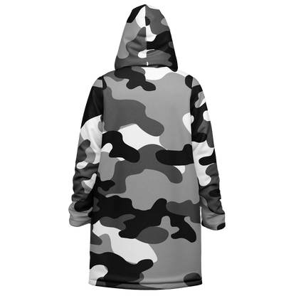 Gray Black & White Camo Cloak With a Zipper