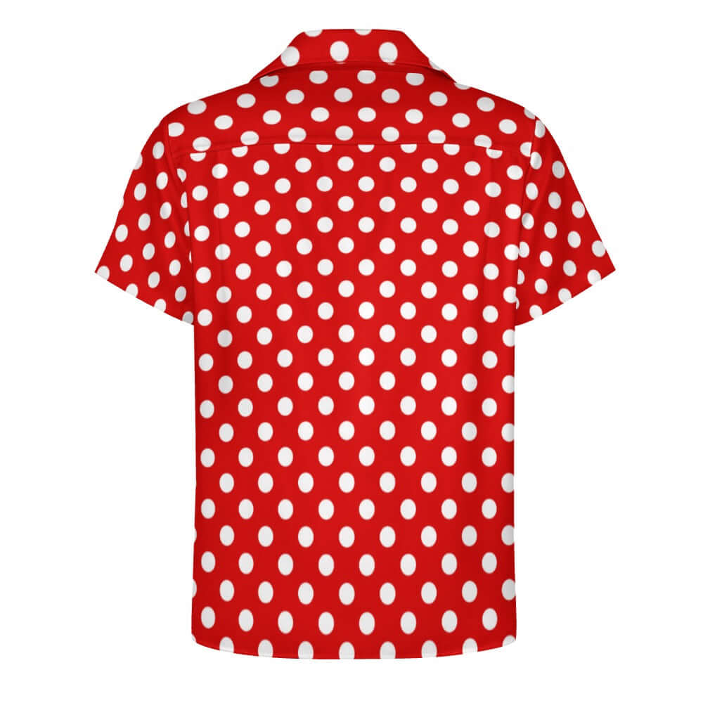 White Dots on a Red Cuban Collar Shirt