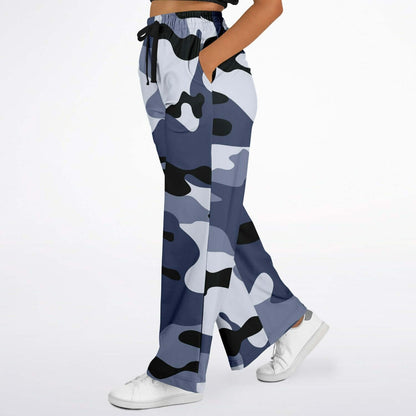 Camo Wide Leg Pants For Women | Blue & Black