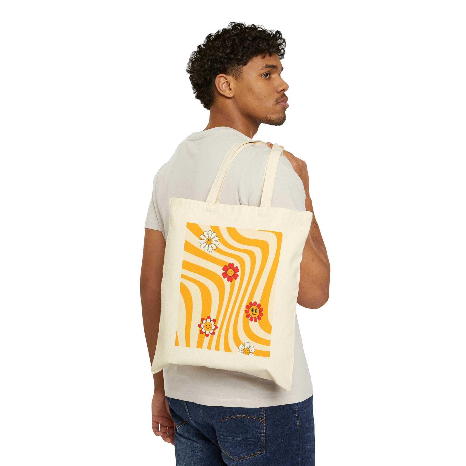 Cotton Canvas Tote Bag | Happy Flowers - Ribooa