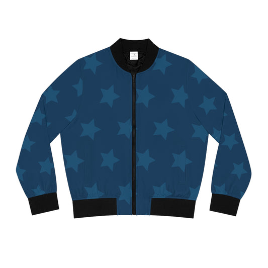 Women's Bomber Jacket | Blue Stars - Ribooa