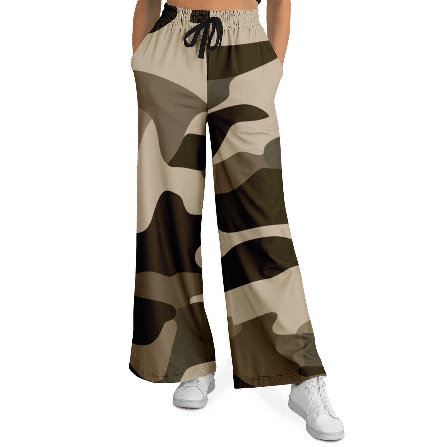 Women's Wide Leg Pants | Commando Khaki HD Print