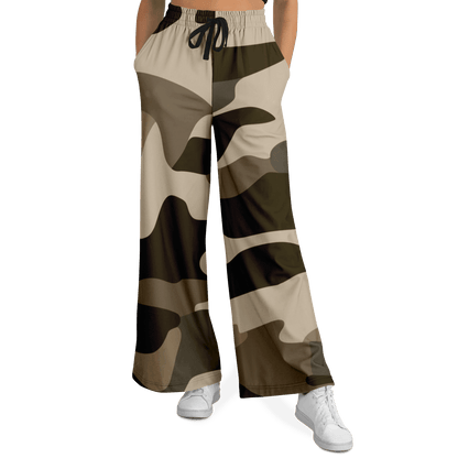 Women's Wide Leg Pants | Commando Khaki HD Print