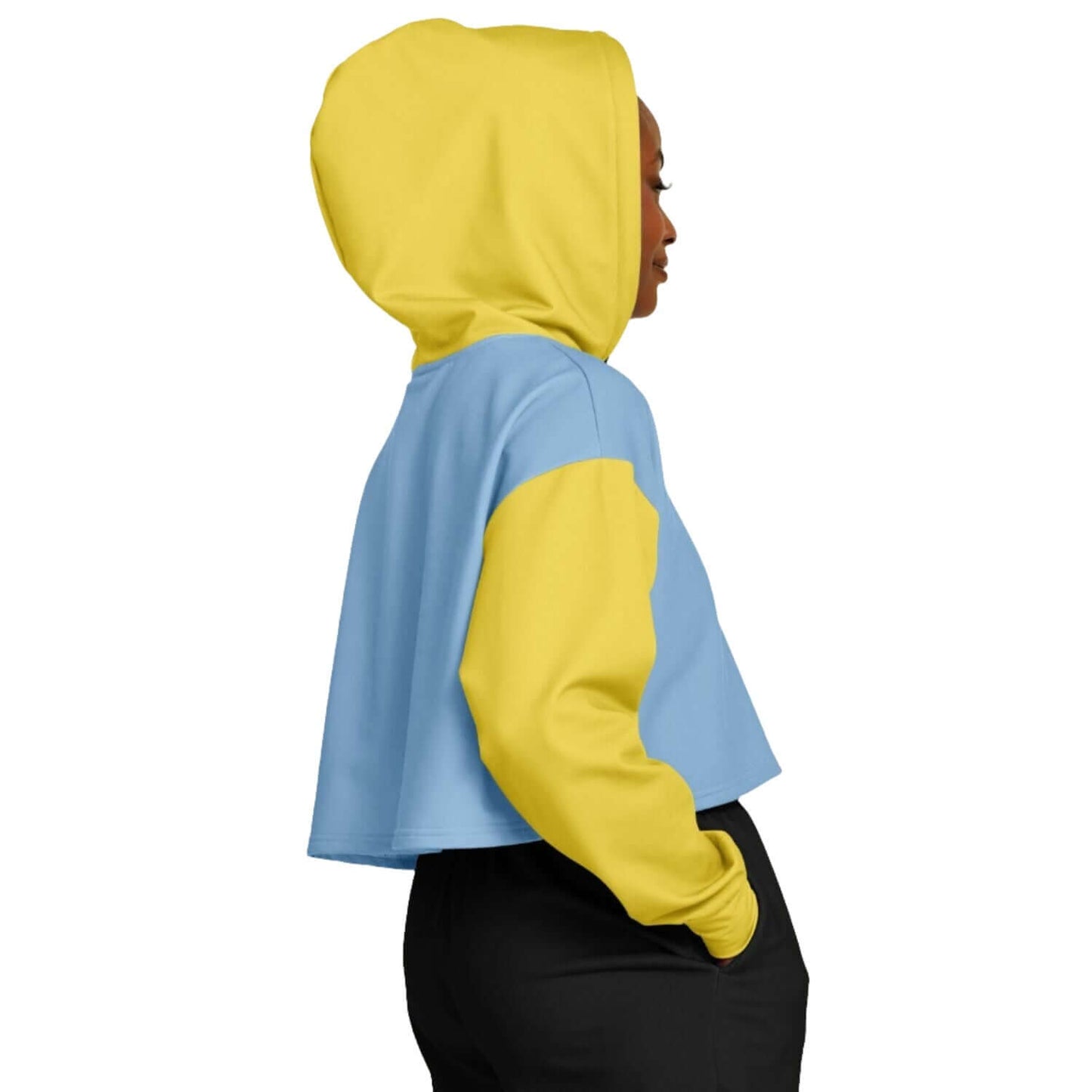 Yellow & Blue Brain Bulb Cropped Hoodie