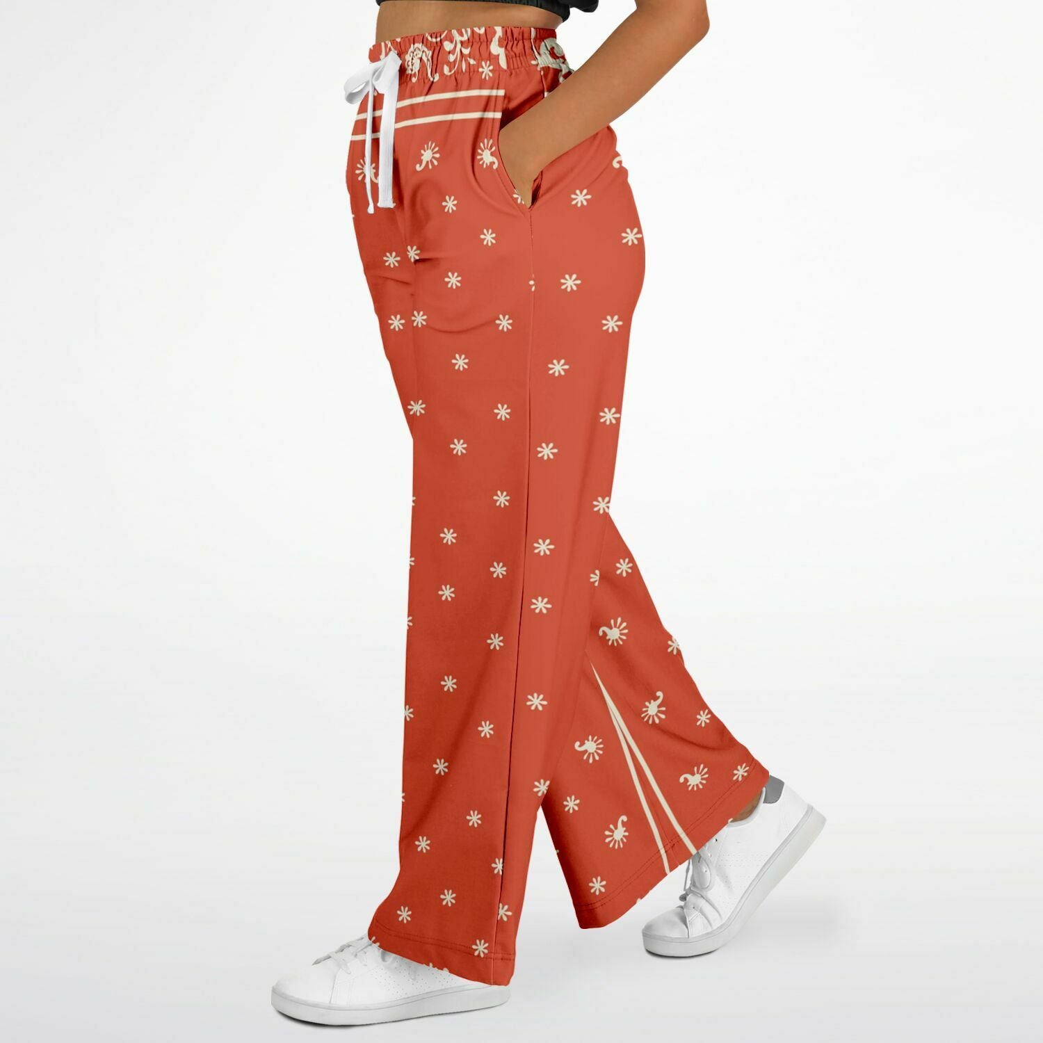 Women's Wide Leg Pants | Red Bandana HD Print