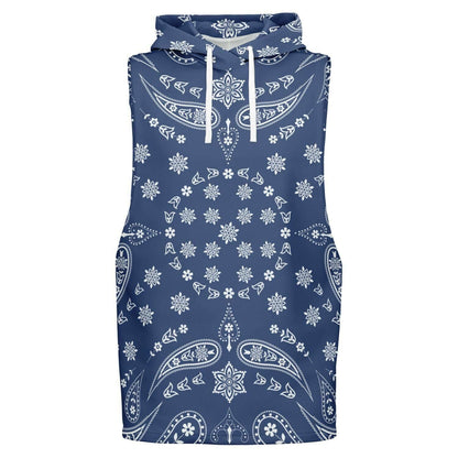 Nile Blue Bandana Sleeveless Hoodie For Men