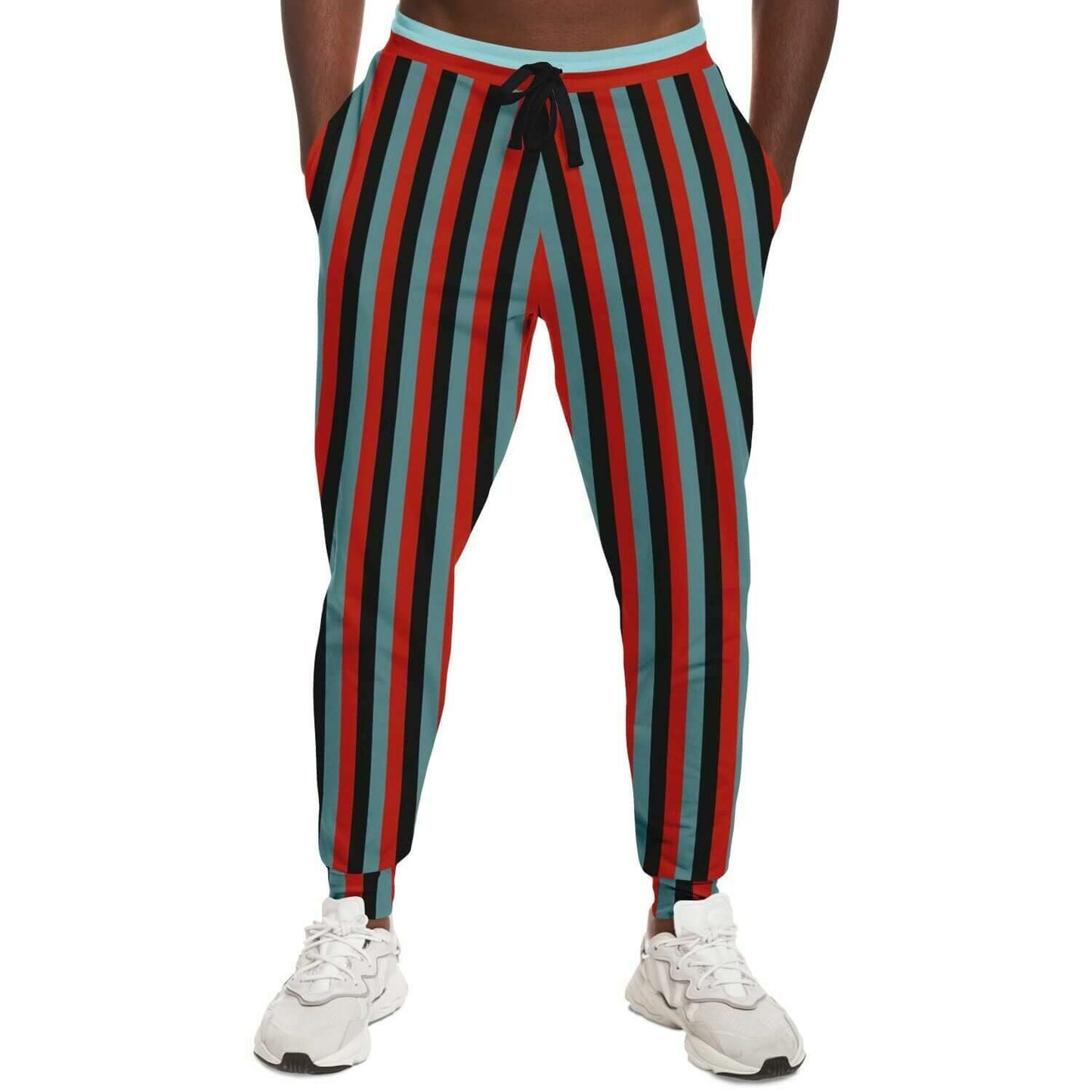 Red & Black Stripes Track Pants For Men | HD Print