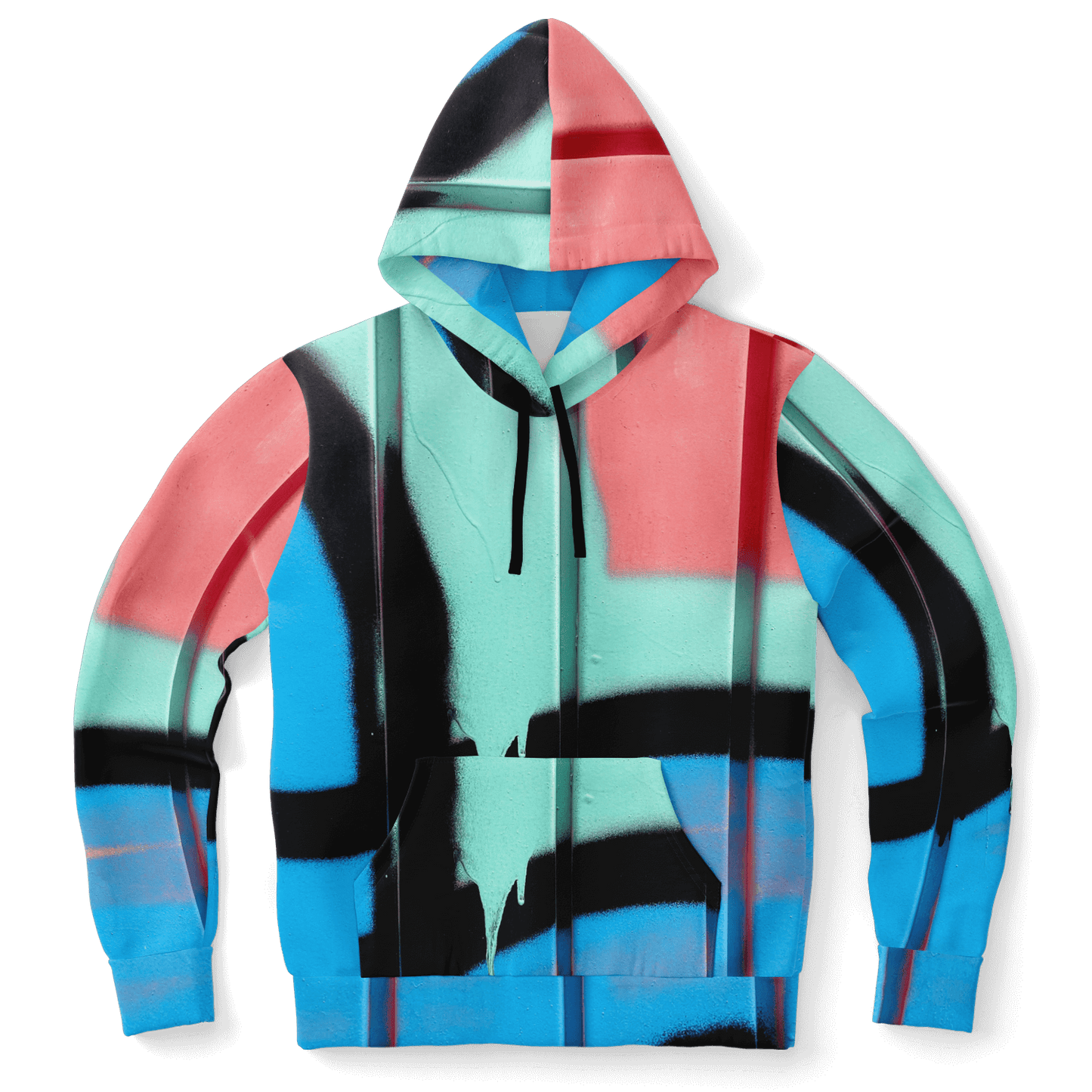 Streetwear Hoodie | Blue, Pink & Mint Green Graffiti Art