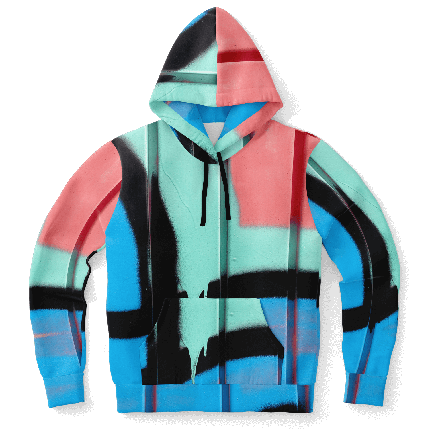 Streetwear Hoodie | Blue, Pink & Mint Green Graffiti Art