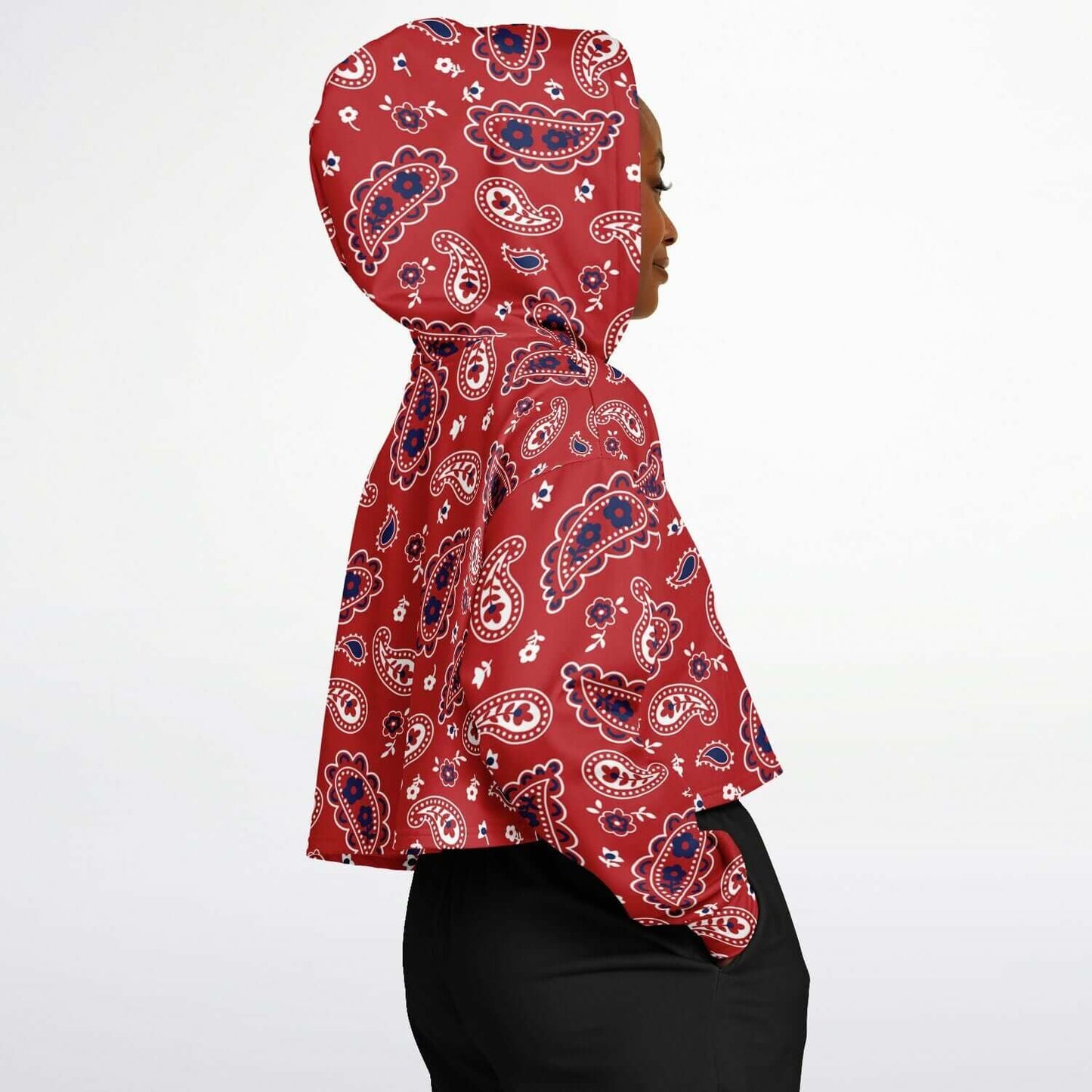 Red Paisley Bandana Cropped Hoodie