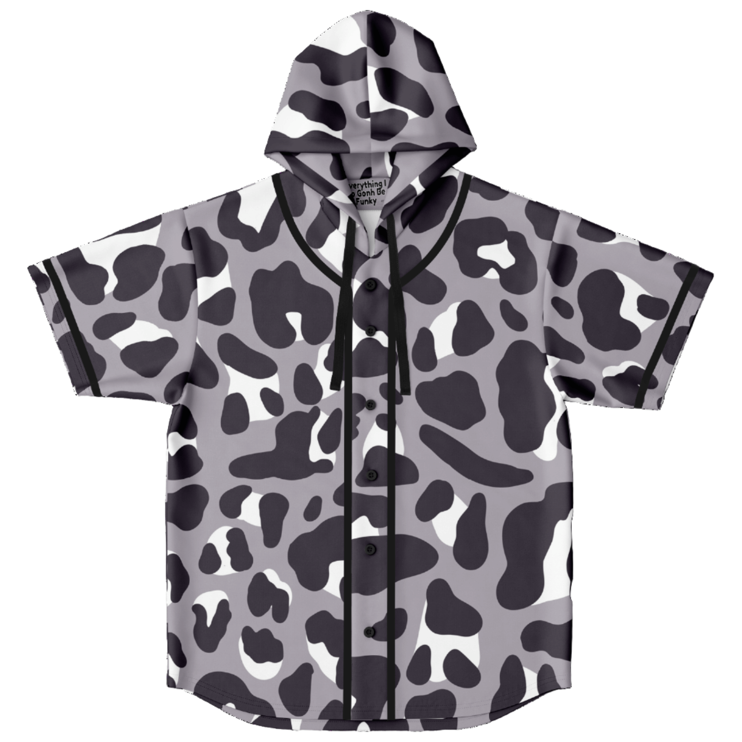 Hooded Baseball Jersey | Monochrome Leopard