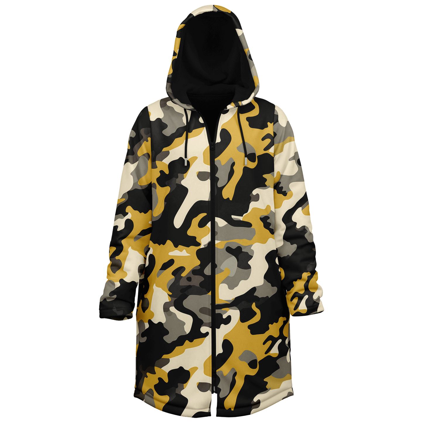 Zippered military brown and black camo cloak