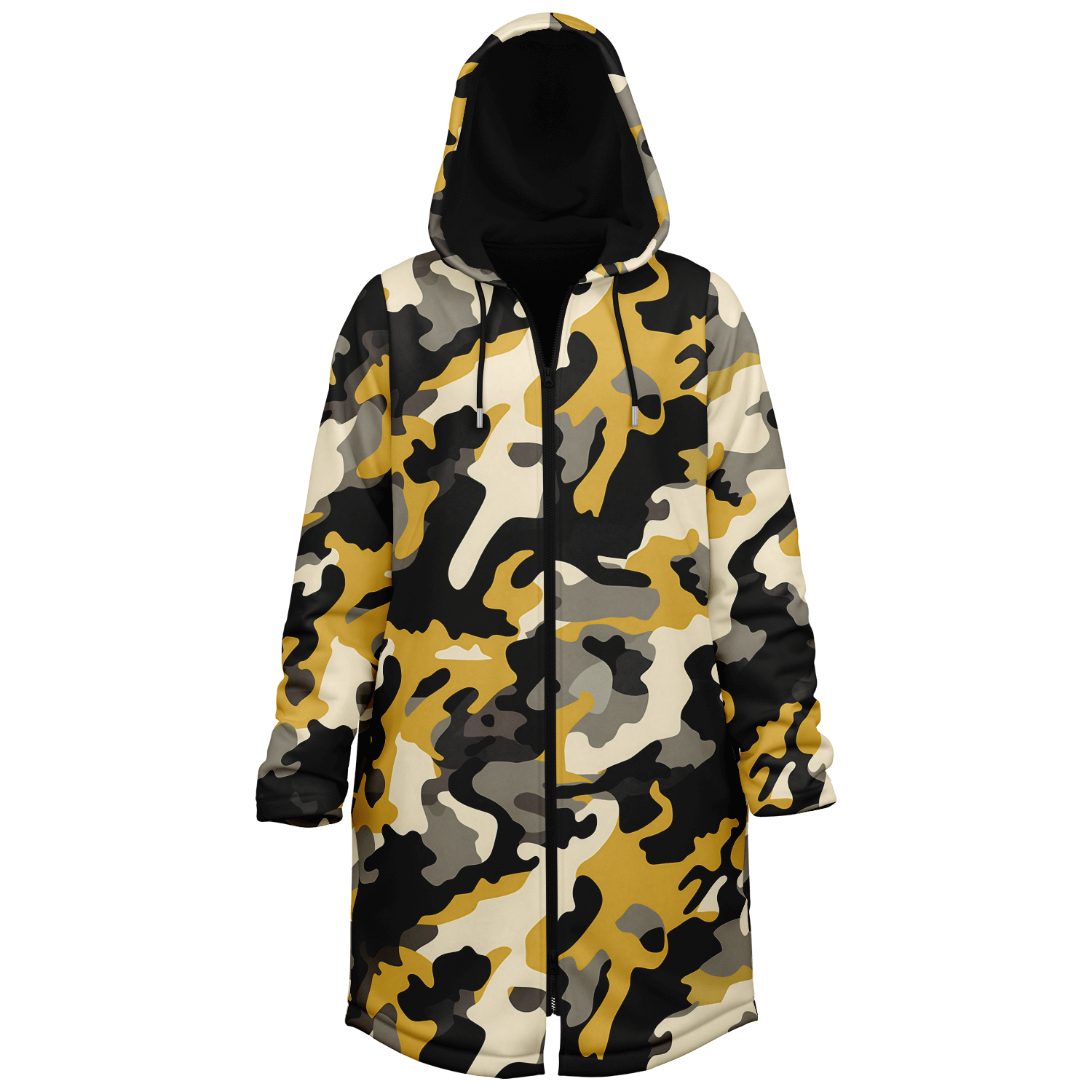 Zippered military brown and black camo cloak