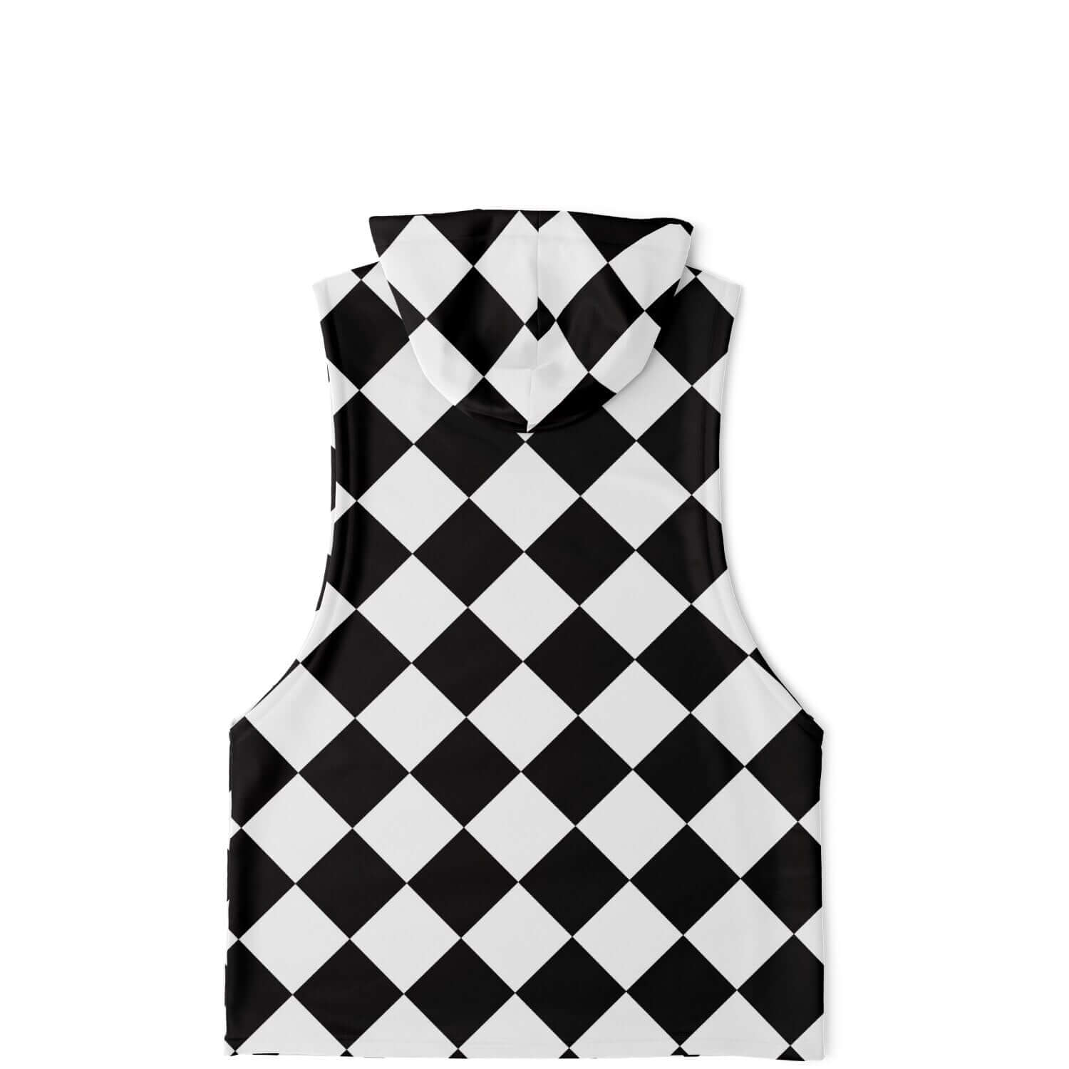 Sleeveless Hoodie For Men | Black & White Diamond