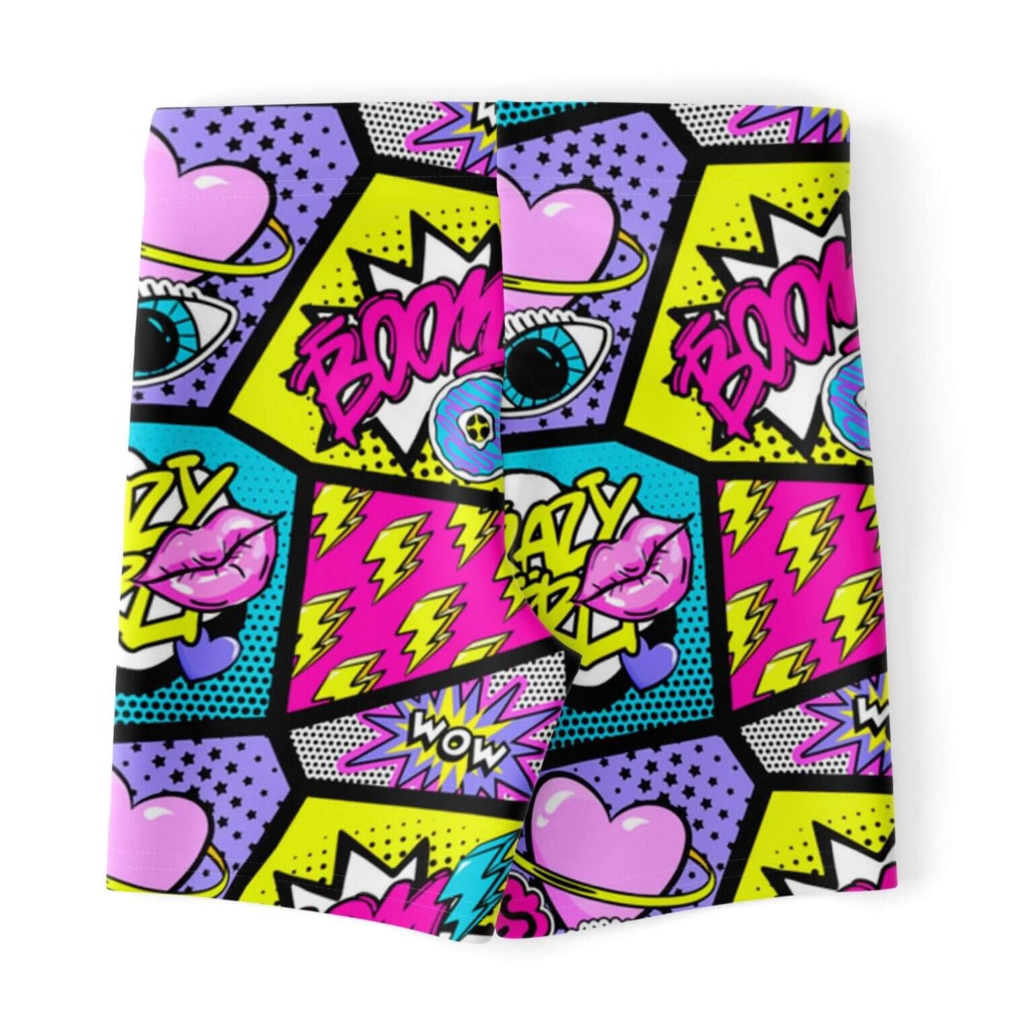 Short Leggings | Pink Blue Yellow Pop Art