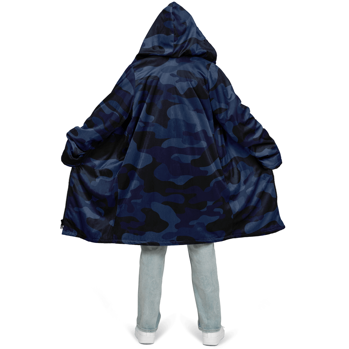 Deep Blue Camo Cloak With a Zipper