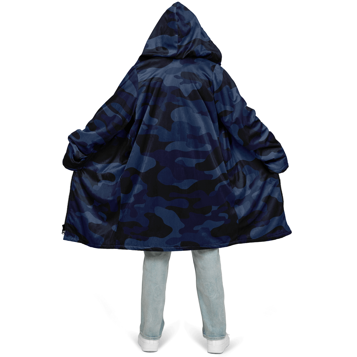 Deep Blue Camo Cloak With a Zipper