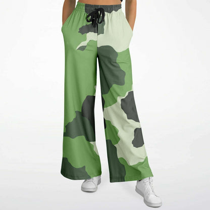 Women's Wide Leg Pants | Commando Green HD Print