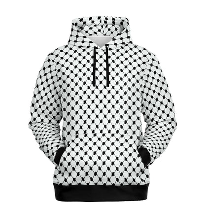 Keffiyeh Hoodie | Unisex | Black & White Small Knots